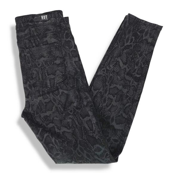 EUC Kut from the Kloth Mia High Rise Slim Fit Skinny Jeans Sz 2x28.5 Black Snake - Picture 1 of 11
